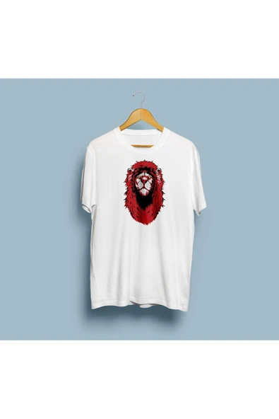Oversize Kırmızı Aslan GS Tasarım Unisex T-shirt ürün görseli