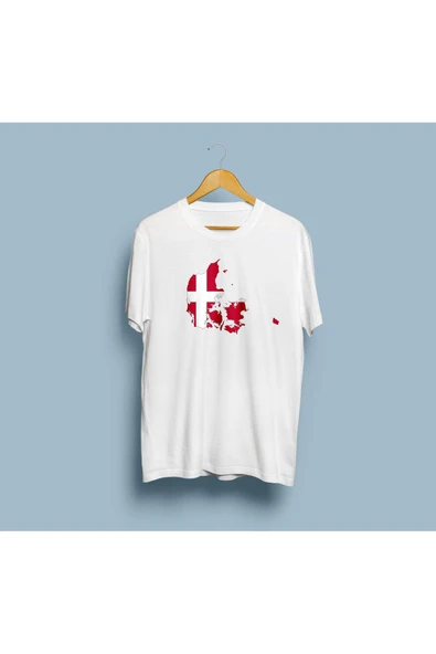 Oversize Denmark / Danimarka Haritası  tasarım unisex T-shirt - Resim 2