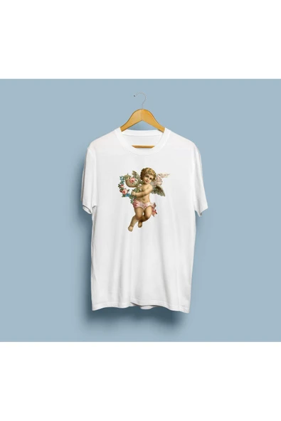 Oversize Angel Flowers Tasarım Unisex T-shirt - Resim 2