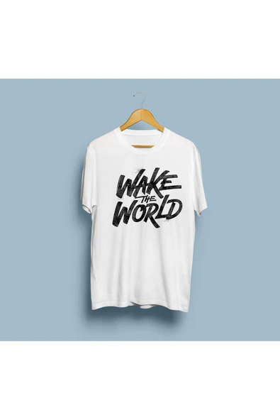 Oversize Wake The World Tasarım Unisex T-shirt - Resim 3