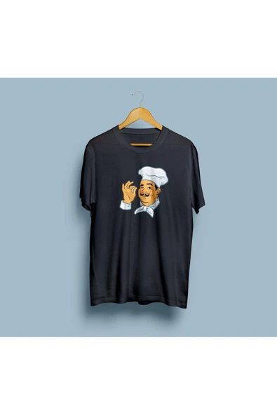 Oversize Aşçı Görseli Baskılı Unisex T-shirt - Resim 8