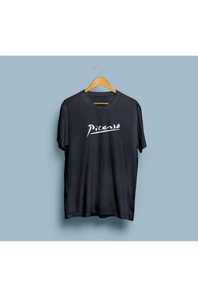 Oversize Picasso Yazı Baskılı Unisex T-shirt - Resim 6