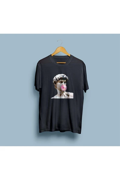 Oversize Michelangelo David Bubble Gum Unisex T-shirt - Resim 5