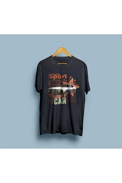 Oversize Muscle Car Tasarım Unisex T-shirt - Resim 5