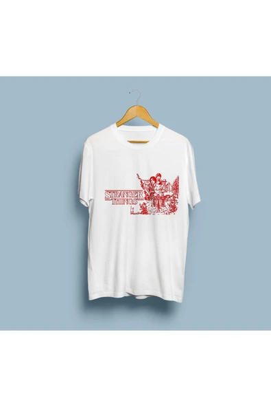 Oversize Stranger Things Karakterler Tasarım Unisex T-shirt ürün görseli