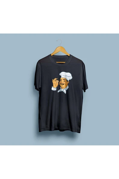 Oversize Aşçı Görseli Baskılı Unisex T-shirt - Resim 6