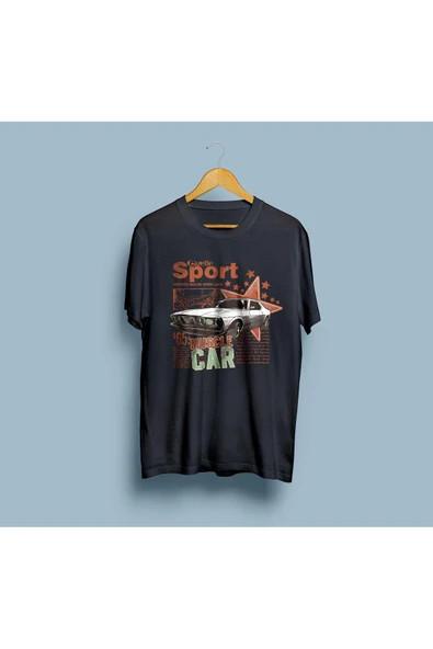 Oversize Muscle Car Tasarım Unisex T-shirt - Resim 8