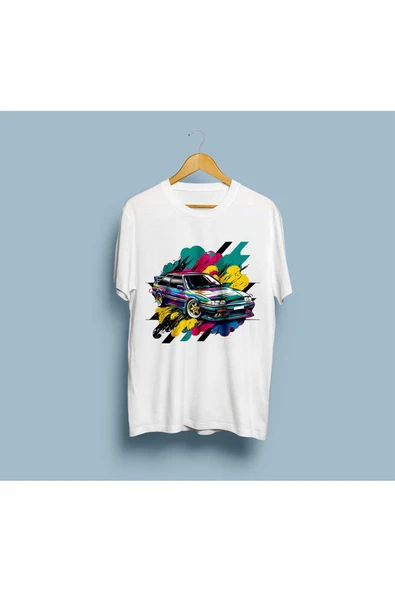 Oversize Color Painted Sedan Car Baskılı Unisex T-shirt - Resim 4