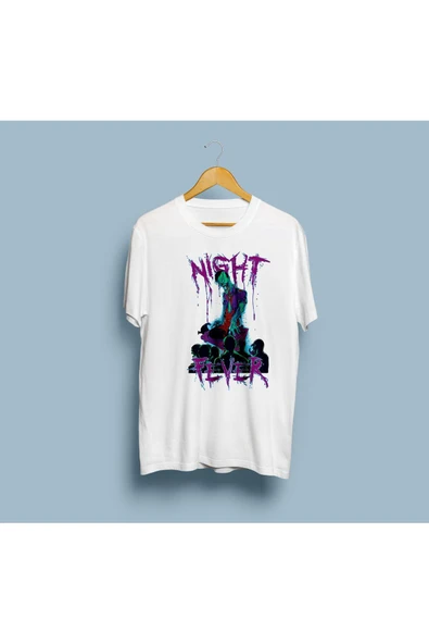 Oversize Night Fever Zombi Tasarım Unisex T-shirt ürün görseli