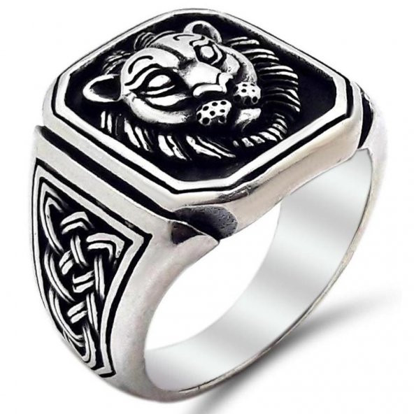 Aslan Figürlü 925 Ayar Gümüş Yüzük - Resim 3