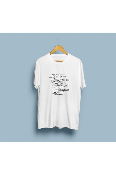 Oversize Anlaşılmayan Yazılar Tasarım Unisex T-shirt - Resim 2