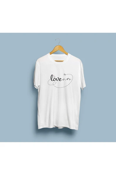 Oversize Love Yazı Baskısı Unisex T-shirt - Resim 2