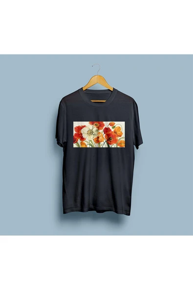 Oversize Flowers Tasarım Unisex T-shirt - Resim 5