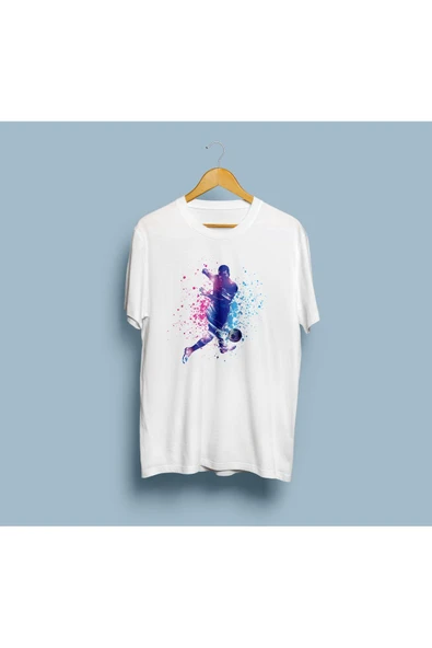 Oversize Dijital Tasarım Futbolcu Baskılı Unisex T-shirt ürün görseli