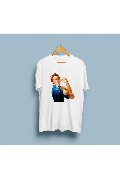 Oversize Kadın Gücü Baskılı Tasarım Unisex T-shirt - Resim 3