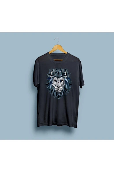 Oversize Etnik Desenli Aslan Tasarım Unisex T-shirt - Resim 6