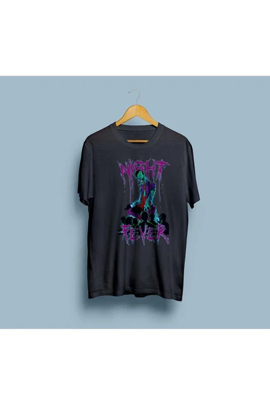 Oversize Night Fever Zombi Tasarım Unisex T-shirt - Resim 6