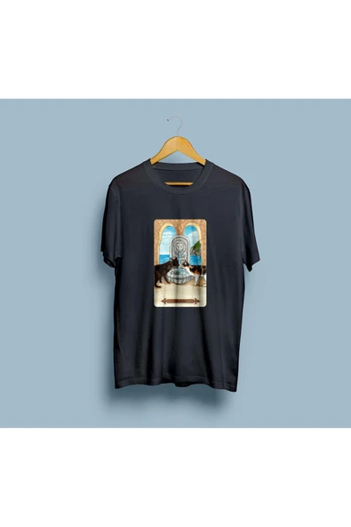 Oversize Mistik Kediler Tarot Kart Baskılı Unisex T-shirt - Resim 6