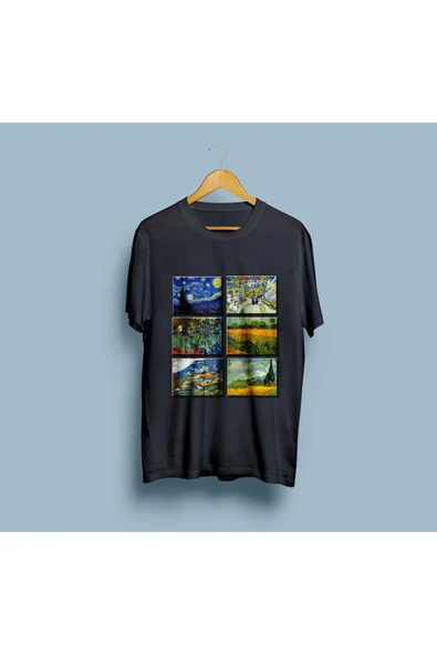 Oversize Van Gogh Eserler Tablolar Baskılı Unisex T-shirt - 5