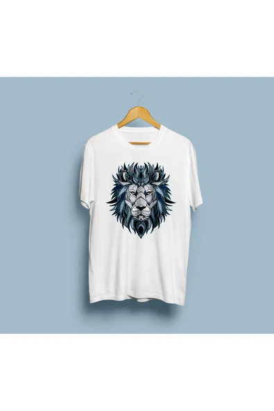 Oversize Etnik Desenli Aslan Tasarım Unisex T-shirt - Resim 2