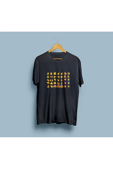 Oversize Emojiler Baskılı Unisex T-shirt - Resim 7