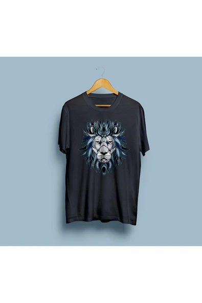 Oversize Etnik Desenli Aslan Tasarım Unisex T-shirt - Resim 7