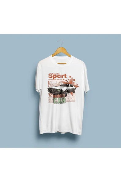 Oversize Muscle Car Tasarım Unisex T-shirt - Resim 2