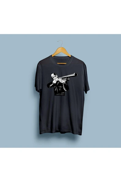 Oversize Avcı Tüfek Tasarım Unisex T-shirt - Resim 8