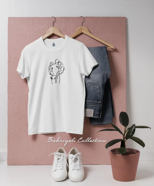 Oversize Babalar Günü Çocuklar ve Baba Tasarımlı Unisex T-Shirt - Resim 5