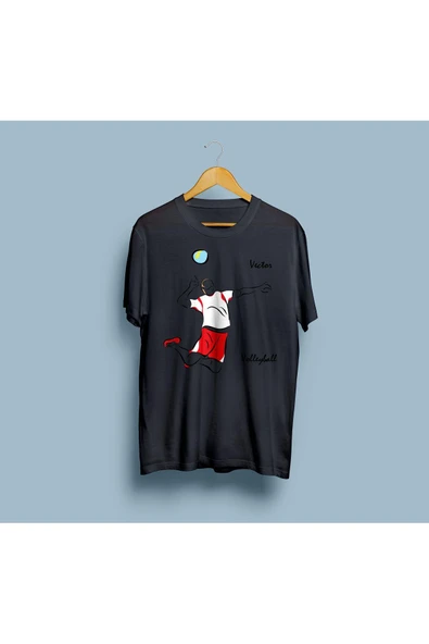 Oversize Voleybol Tasarım Unisex T-shirt - Resim 5