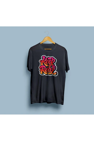 Oversize Keep It Real Graffiti Tasarım Unisex T-shirt - Resim 6