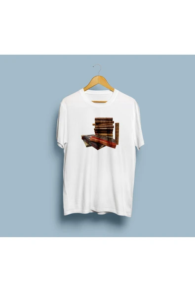 Oversize Eski Kitaplar Tasarım Unisex T-shirt - 3