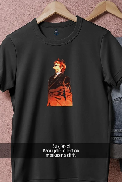 Oversize Light Yagami Death Note Art Anime  Tasarımlı Unisex T-Shirt - Resim 5