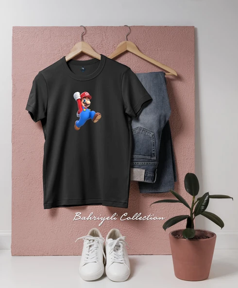 Oversize Süper Mario illüstrasyon Tasarımlı Unisex T-Shirt - Resim 8