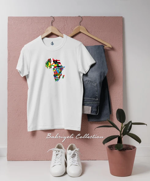 Oversize afrika kıtası bayrağı Tasarımlı Unisex T-Shirt ürün görseli