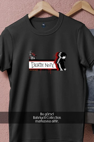 Oversize Light Yagami Ryuk Death Note Drawing  Tasarımlı Unisex T-Shirt - Resim 11