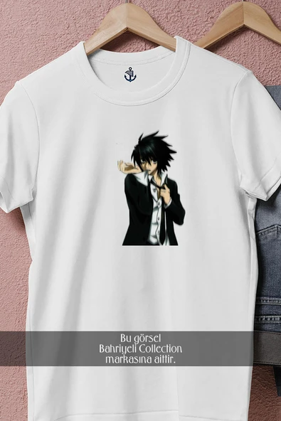 Oversize L Anime Death Note Near  Tasarımlı Unisex T-Shirt - Resim 2