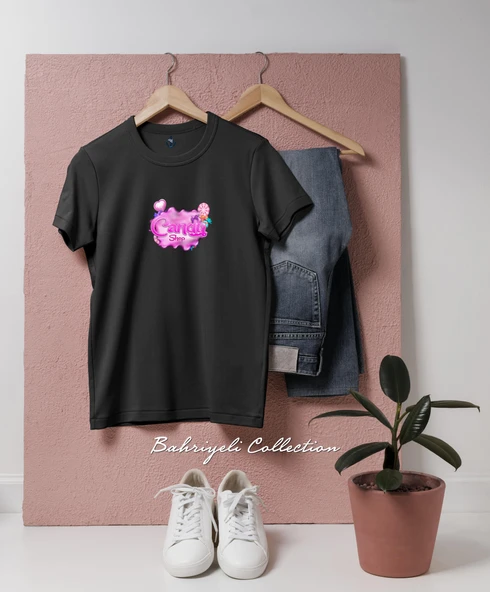Oversize Candy Crush Saga şeker logo Tasarımlı Unisex T-Shirt - Resim 6
