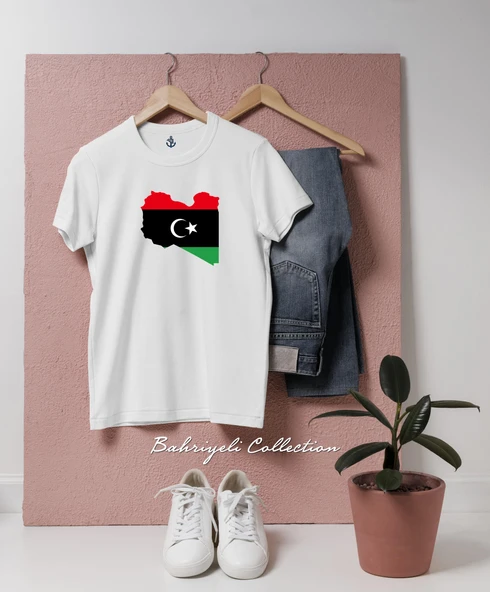 Oversize Flag of Libya Tripoli Tasarımlı Unisex T-Shirt - Resim 5
