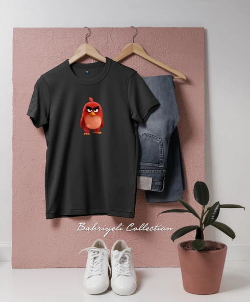 Oversize Angry Birds Action Tasarımlı Unisex T-Shirt - Resim 8