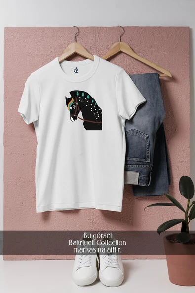 Oversize Mane Halter Mustang Pony Horse  Tasarımlı Unisex T-Shirt - Resim 7