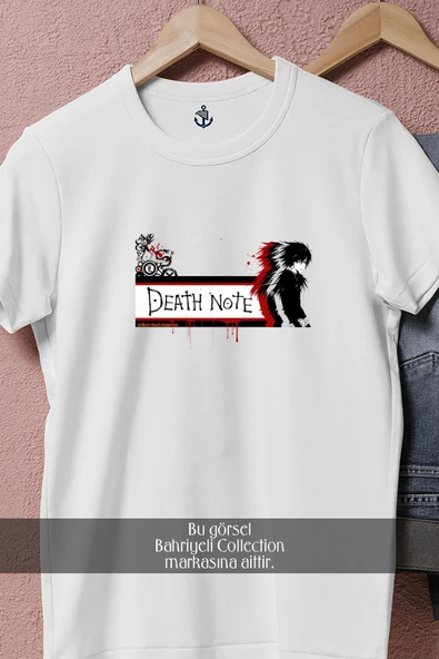 Oversize Light Yagami Ryuk Death Note Drawing  Tasarımlı Unisex T-Shirt - Resim 2