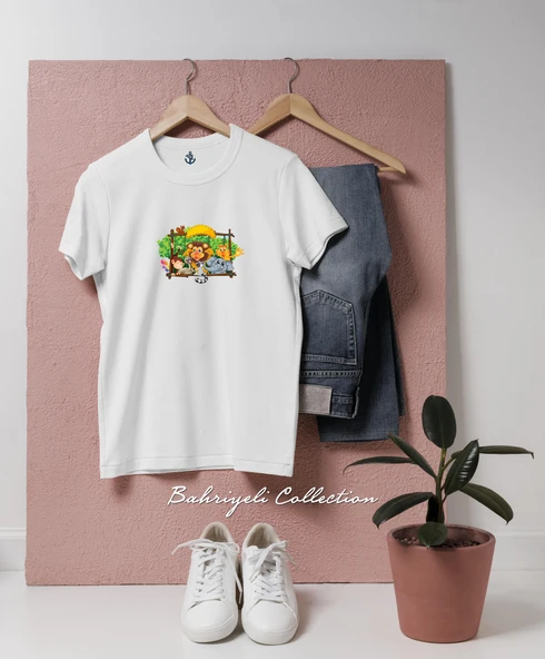 Oversize Safari cartoon Tasarımlı Unisex T-Shirt ürün görseli