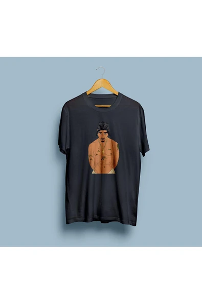 Oversize 2Pac Tasarım Unisex T-shirt - Resim 5