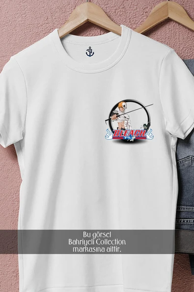Oversize Bleach Anime Logo Manga Cep Tasarımlı Unisex T-Shirt - Resim 2