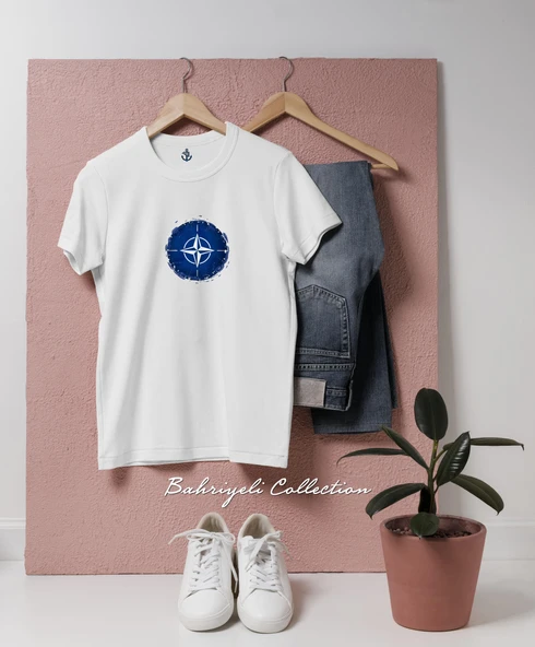 Oversize NATO Symbol  Tasarımlı Unisex T-Shirt - Resim 3