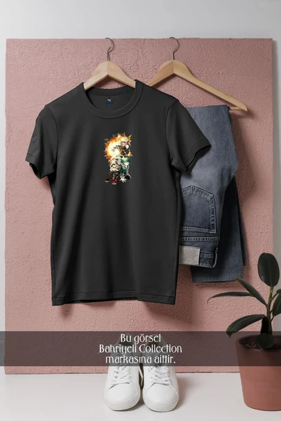 Oversize My Hero Academia Katsuki Bakugou  Tasarımlı Unisex T-Shirt - Resim 4