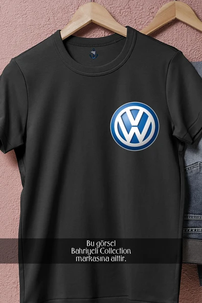 Oversize Volkswagen Mavi Logo Cep Tasarımlı Unisex T-Shirt - Resim 11