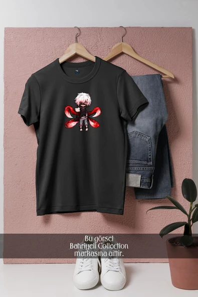 Oversize Tokyo Ghoul Anime Ken Kaneki  Tasarımlı Unisex T-Shirt - Resim 4