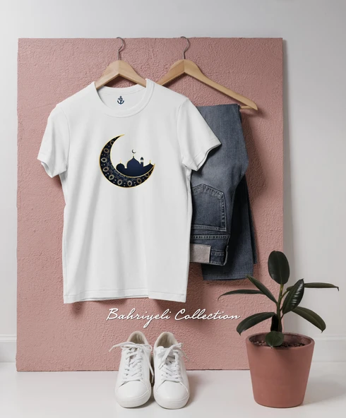 Oversize Ramadan Mosque Islam sembolü Tasarımlı Unisex T-Shirt - Resim 3